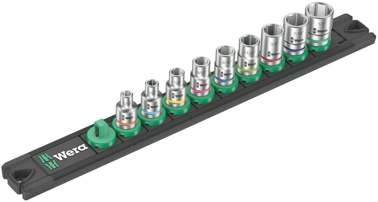 Wera Tools WERA-05005420001 1/4" Drive Magnetic Socket Rail A Imperial 1 Zyklop 9-Piece Set 3 Wera Tools WERA-05005420001 1/4" Drive Magnetic Socket Rail A Imperial 1 Zyklop 9-Piece Set