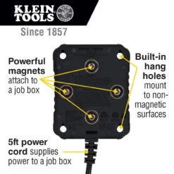 Klein KLE-29601 PowerBox 1, Magnetic Mounted Power Strip With Integrated LED Lights -Makita Shop Sales 29601 callout2 43840.1672840578