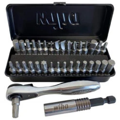 Wiha Tools WIHA-74996 35 Piece Bit Set With Ratchet And Metal Case