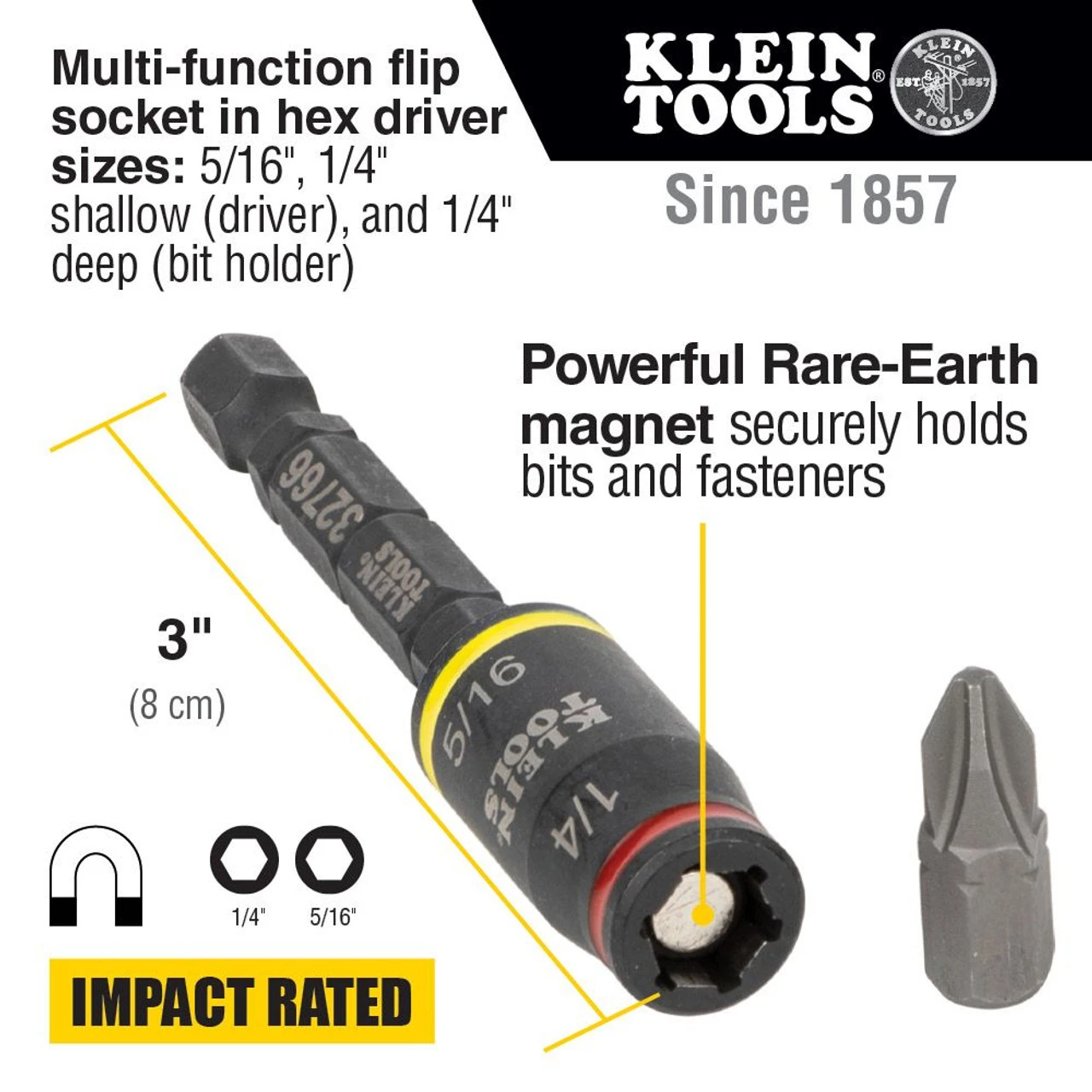 Klein KLE-32768 3 In 1 Impact Flip Socket Set, 1/4-Inch 5/16-Inch 5 Klein KLE-32768 3 In 1 Impact Flip Socket Set, 1/4-Inch 5/16-Inch - Image 3