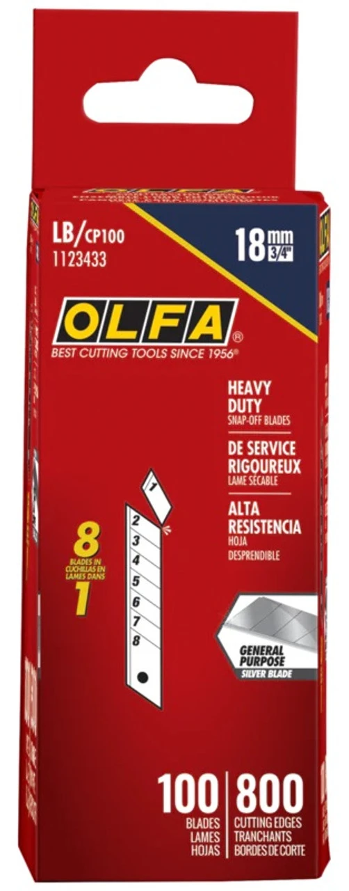 Olfa Blades OLFA-LB-CP100 100-Pack 18mm LB Silver Snap-Off Blade 3 Olfa Blades OLFA-LB-CP100 100-Pack 18mm LB Silver Snap-Off Blade