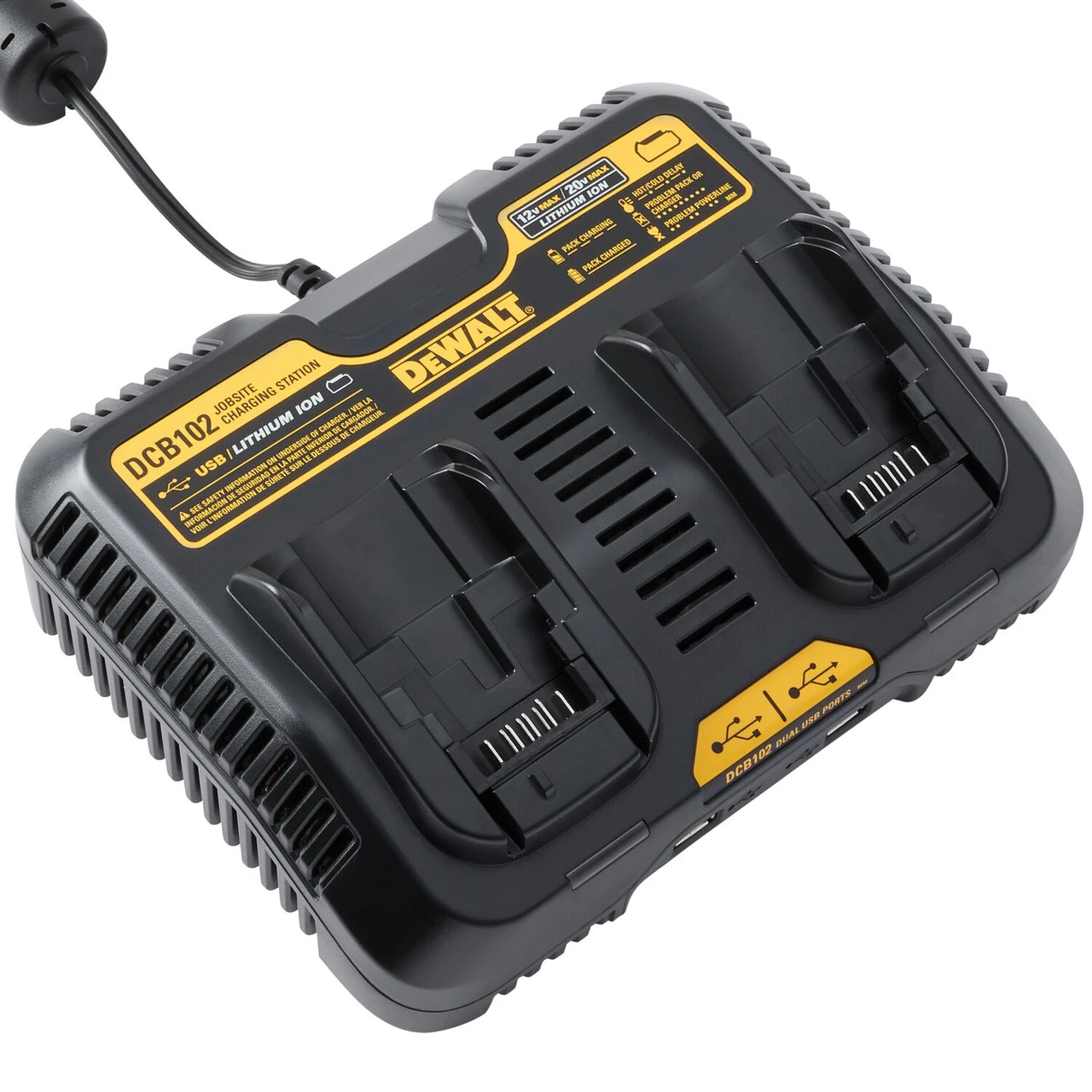 DEWALT DEW-DCB102 12V - 20V MAX Jobsite Charging Station - 1.5 Amp MAX Output 3 DEWALT DEW-DCB102 12V - 20V MAX Jobsite Charging Station - 1.5 Amp MAX Output