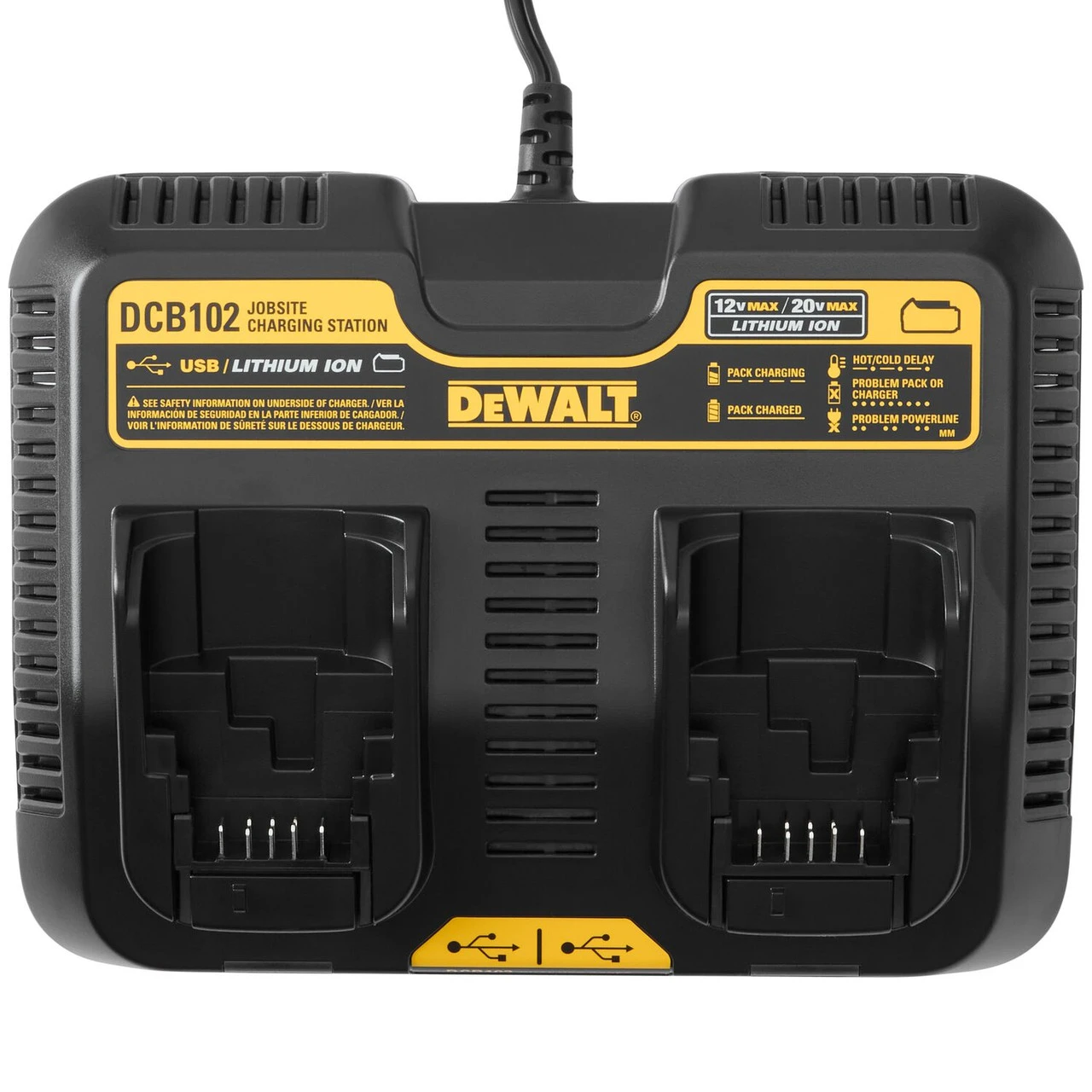 DEWALT DEW-DCB102 12V - 20V MAX Jobsite Charging Station - 1.5 Amp MAX Output 4 DEWALT DEW-DCB102 12V - 20V MAX Jobsite Charging Station - 1.5 Amp MAX Output - Image 2