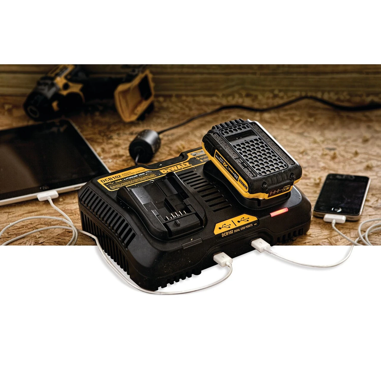 DEWALT DEW-DCB102 12V - 20V MAX Jobsite Charging Station - 1.5 Amp MAX Output 5 DEWALT DEW-DCB102 12V - 20V MAX Jobsite Charging Station - 1.5 Amp MAX Output - Image 3