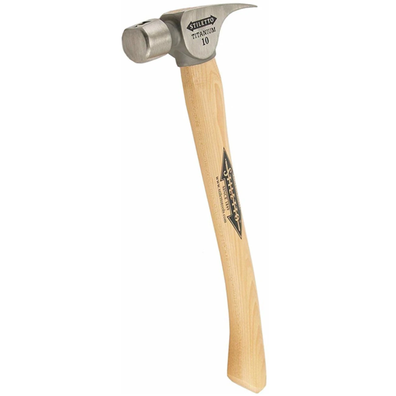 Stiletto Tool STIL-FH10C 10oz Titanium Hammer With Smooth Face And 14.5" Curved Hickory Handle 3 Stiletto Tool STIL-FH10C 10oz Titanium Hammer With Smooth Face And 14.5" Curved Hickory Handle
